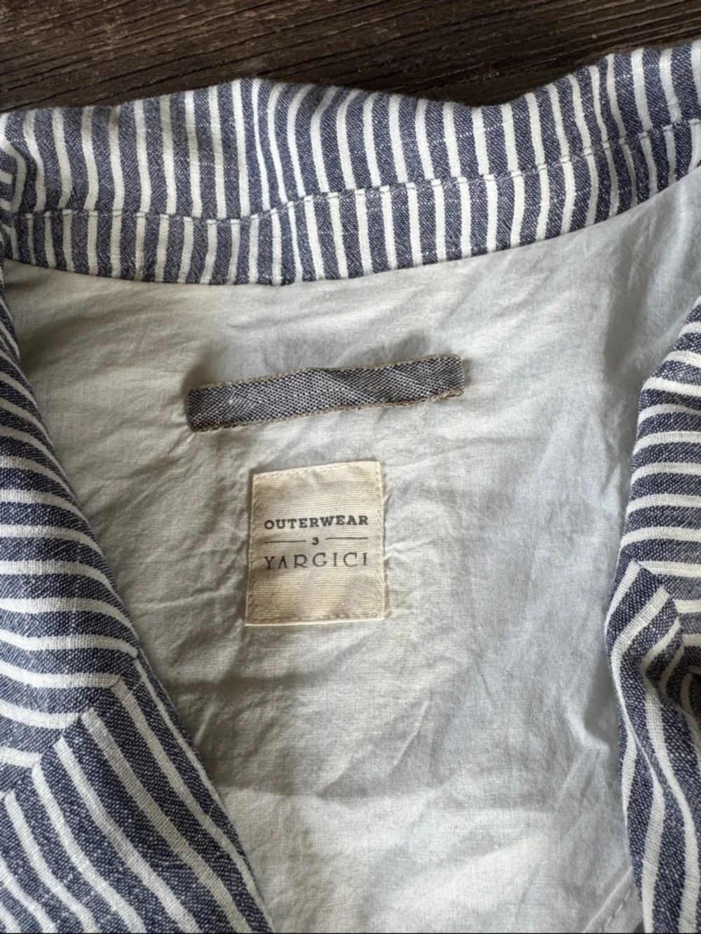 Outerwear Yargici relaxed fit blue white‎ striped double breasted summer blazer